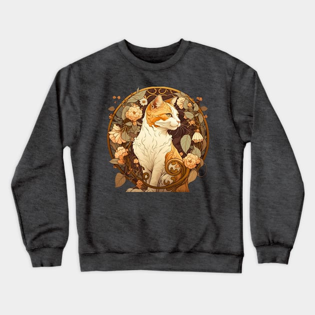 Art Nouveau Cat Crewneck Sweatshirt by Pacific Cauldron